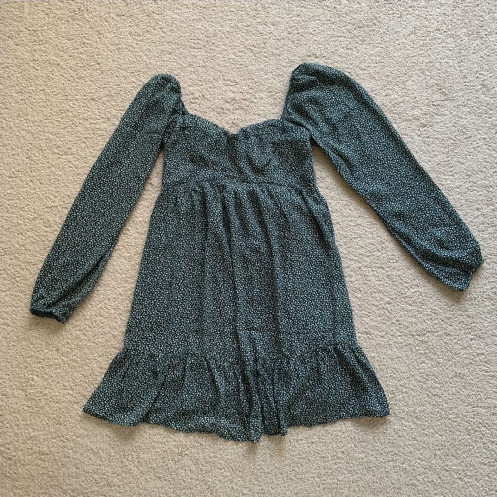Abercrombie green floral longsleeve dress